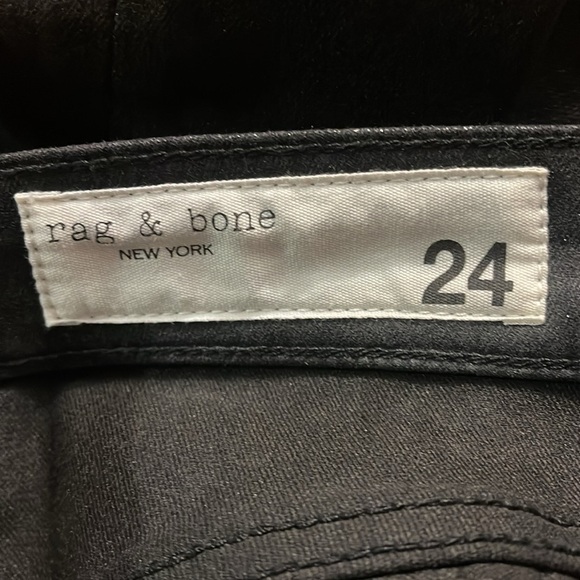 Rag And Bone Casey Black High Rise 5 Pocket Trendy Stylish Ankle Coated Jean 24 - Picture 5 of 5